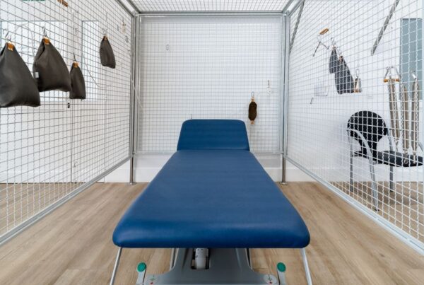 Camilla de rehabilitación con sistema de suspensión en Clínica Arnao en Telde